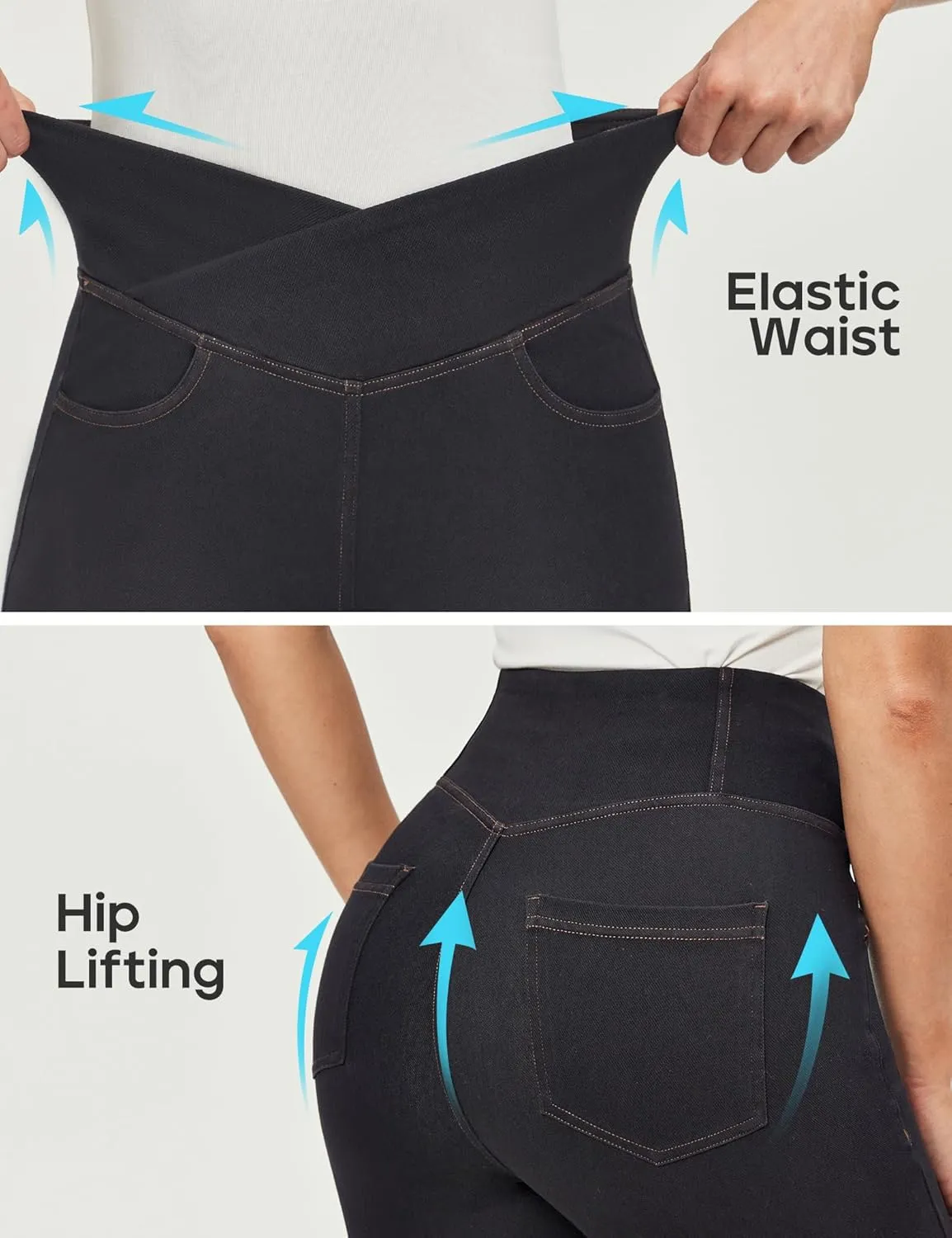 Heathyoga Crossover Jeggings for Women Tummy Control Pull on Stretchy Jeans for Women High Waisted Skinny Jeans