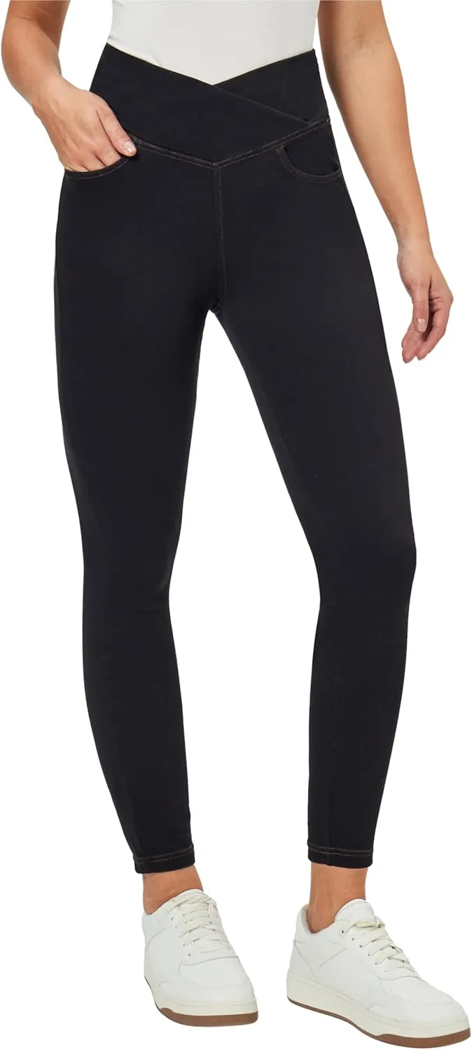 Heathyoga Crossover Jeggings for Women Tummy Control Pull on Stretchy Jeans for Women High Waisted Skinny Jeans