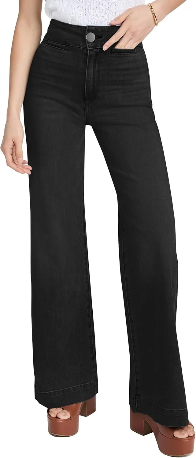 High Waisted Wide Leg Jeans Stretchy Flare Jeans for Women Loose Baggy Denim Pants with Pockets Y2K Trendy