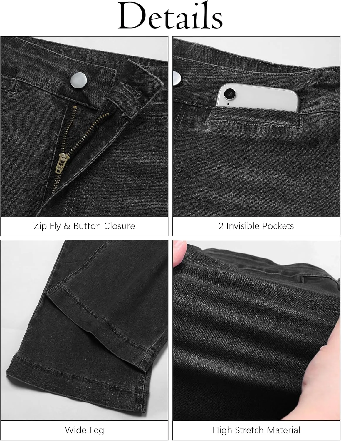 High Waisted Wide Leg Jeans Stretchy Flare Jeans for Women Loose Baggy Denim Pants with Pockets Y2K Trendy