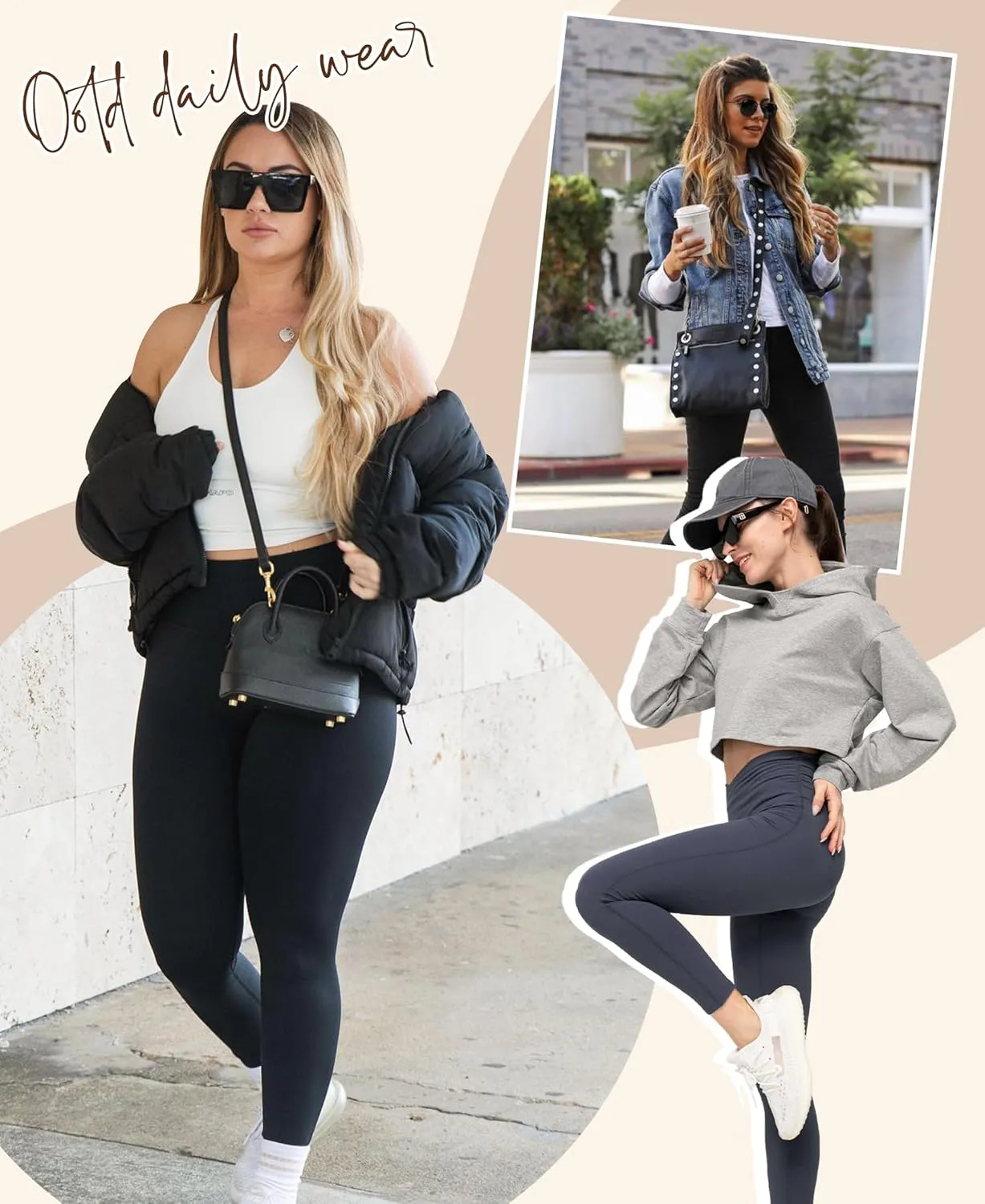 HIGHDAYS 3 Pack Women's Fleece Lined Leggings with Pockets - High Waist Winter Thermal Warm Workout Running Yoga Pants