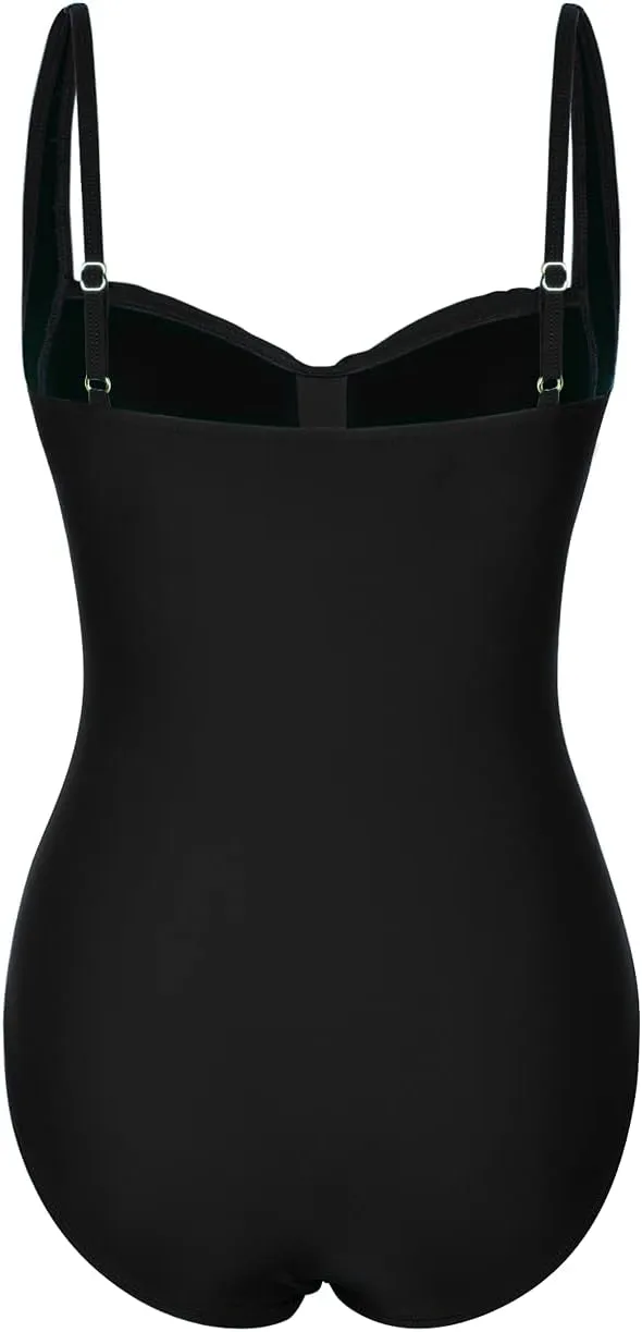 Hilor Women's Tummy Control One Piece Swimsuits Front Twist Bathing Suits Slimming Monokini Swimwear