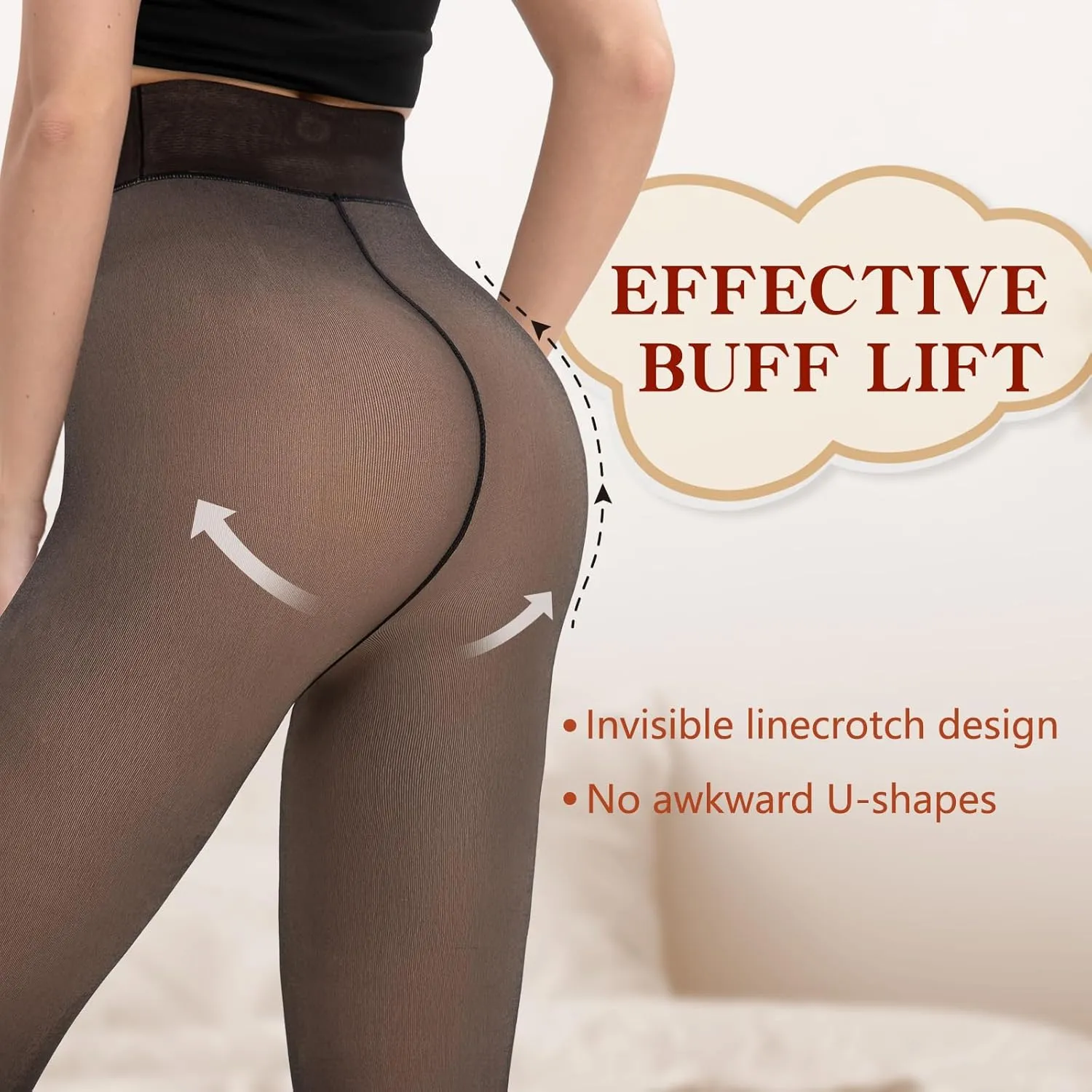 HONGTEYA Fleece Lined Tights Women Winter Thermal Leggings Pantyhose Fake Translucent Thick Warm Sheer Tights