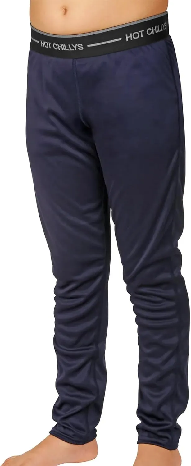 Hot Chillys Youth Peach Skins Lightweight Relaxed Fit Base Layer Bottoms | Warm Moisture-Wicking Thermal Underwear Ski Pants