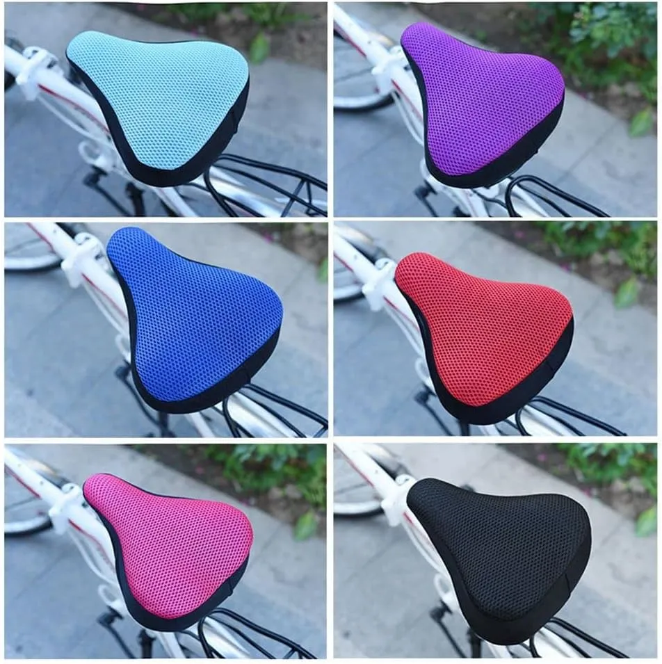 HUFFA 3D Soft Bicycle Saddle Bike Seat Cover Silicone Seat Cushion Breathable Cycling Saddle Comfortable Bicycle Bike Accessories (Color : Black)