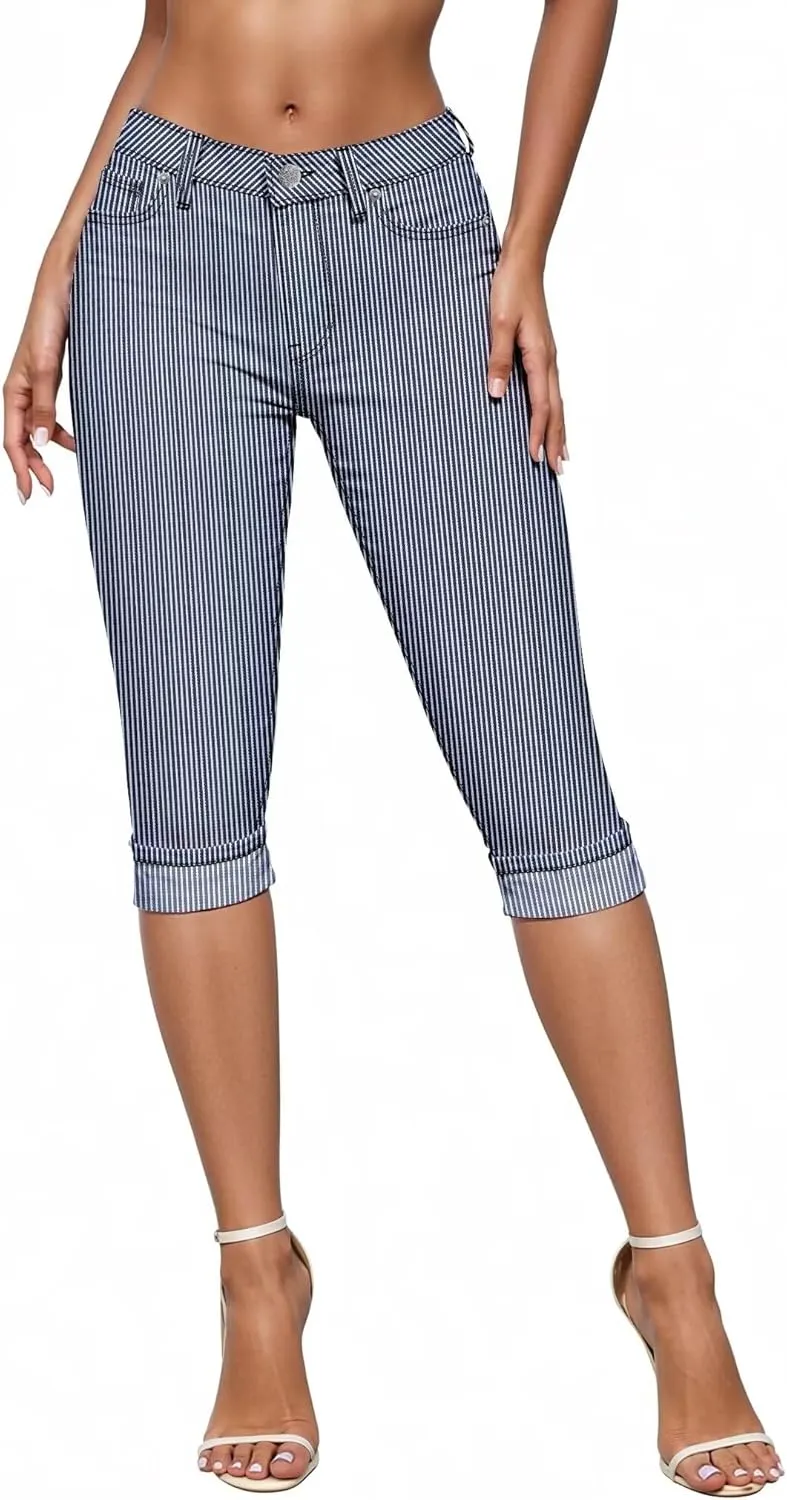 Hybrid & Company Women's Stretchy Slim Fit Denim Capri Jeans