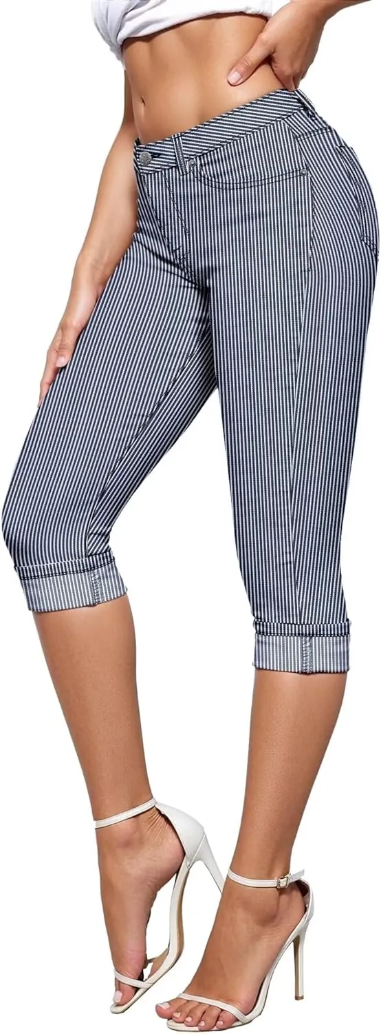 Hybrid & Company Women's Stretchy Slim Fit Denim Capri Jeans