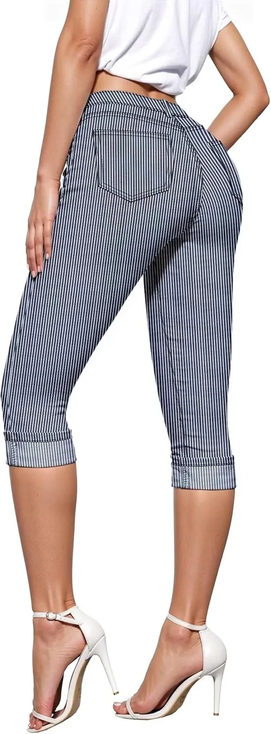 Hybrid & Company Women's Stretchy Slim Fit Denim Capri Jeans