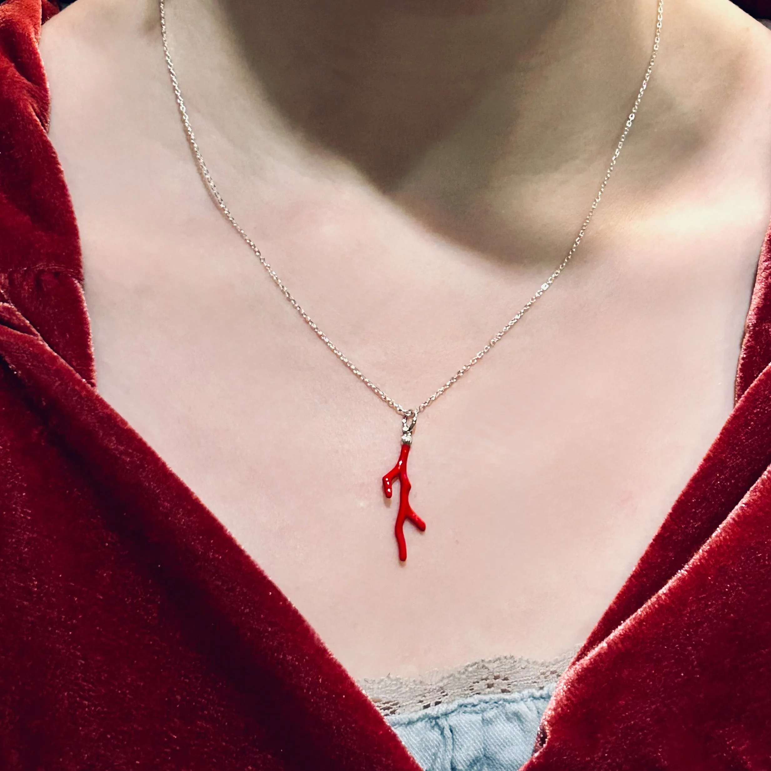 Jane Austen Emma Necklace - Coral Red