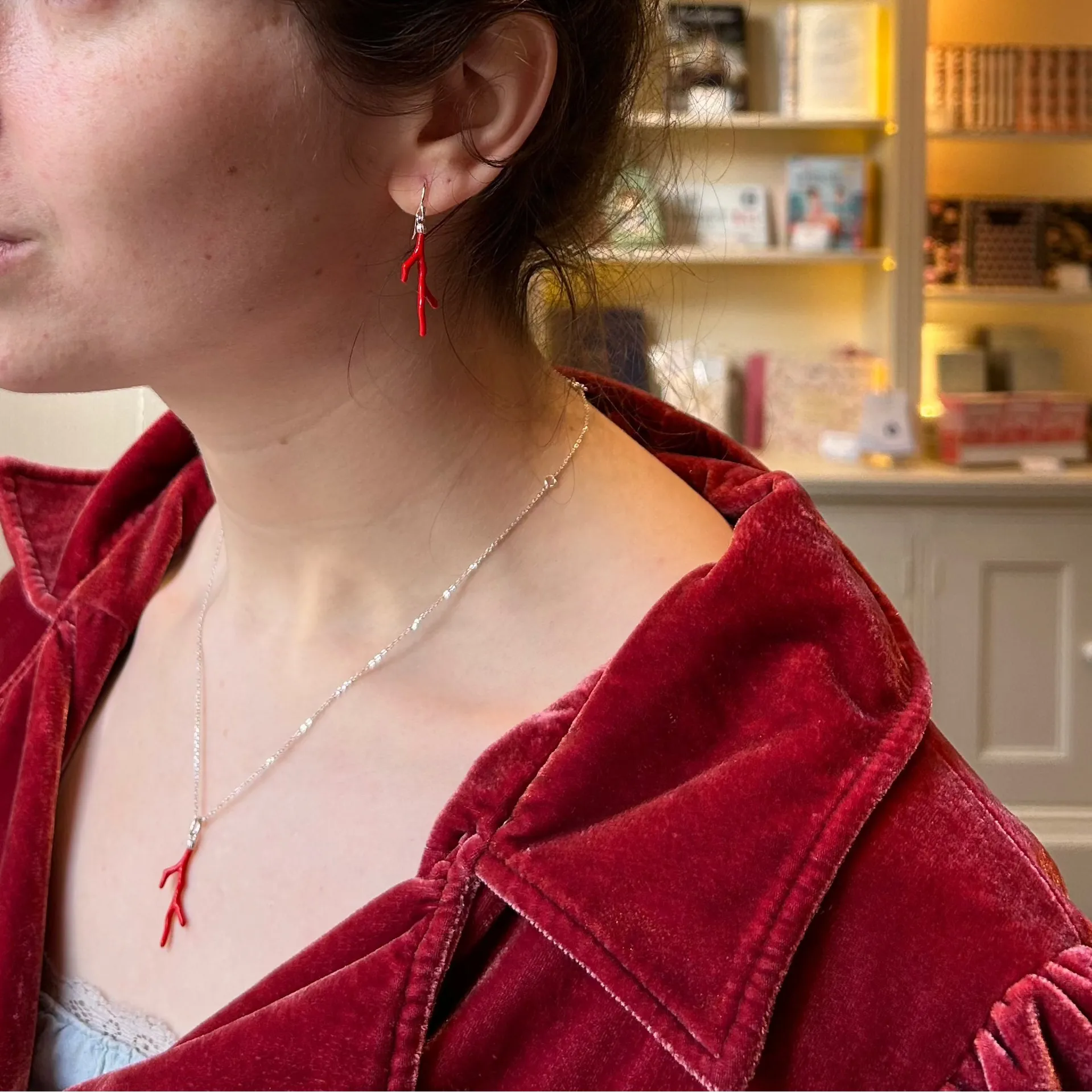 Jane Austen Emma Necklace - Coral Red