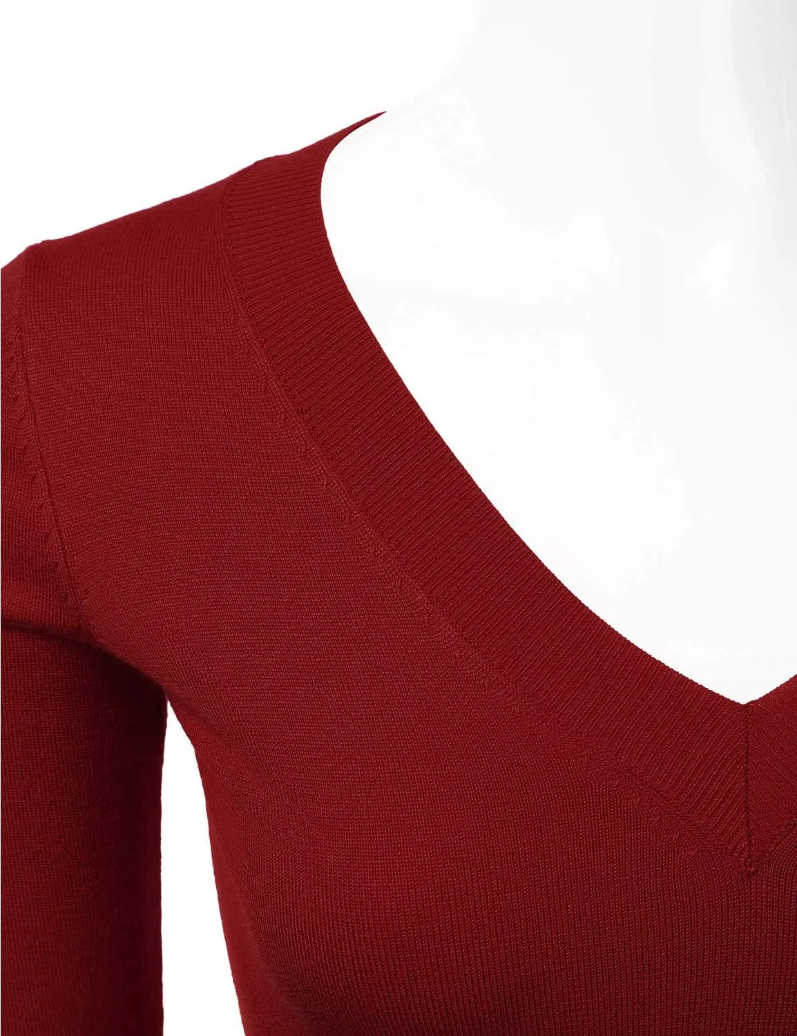 JJ Perfection Simple V-Neck Long Sleeve Pullover Essential Casual Soft Knit Fitted Sweaters for Womens Clothes with Plus Size