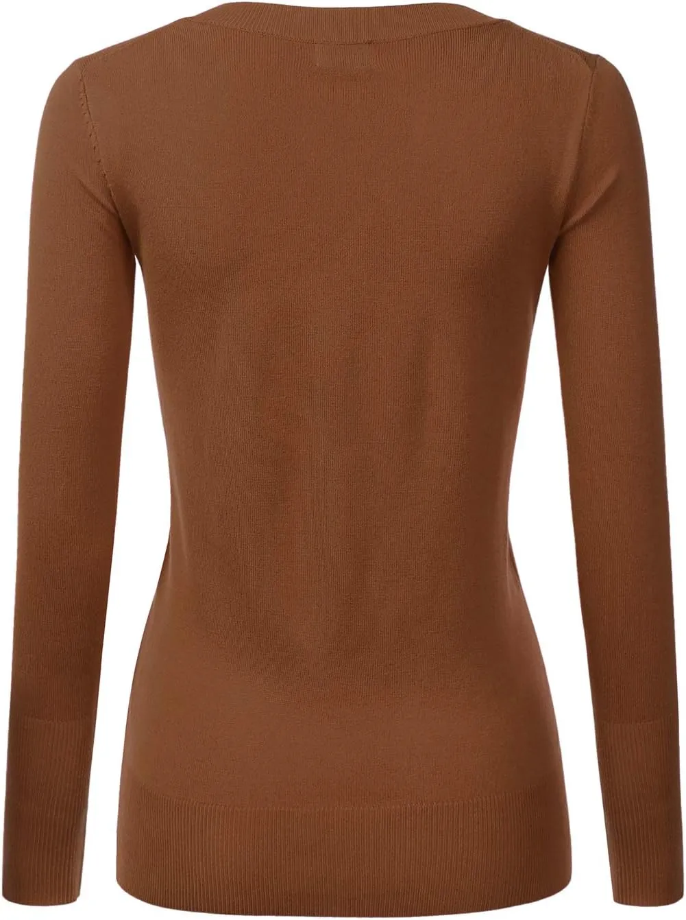 JJ Perfection Simple V-Neck Long Sleeve Pullover Essential Casual Soft Knit Fitted Sweaters for Womens Clothes with Plus Size