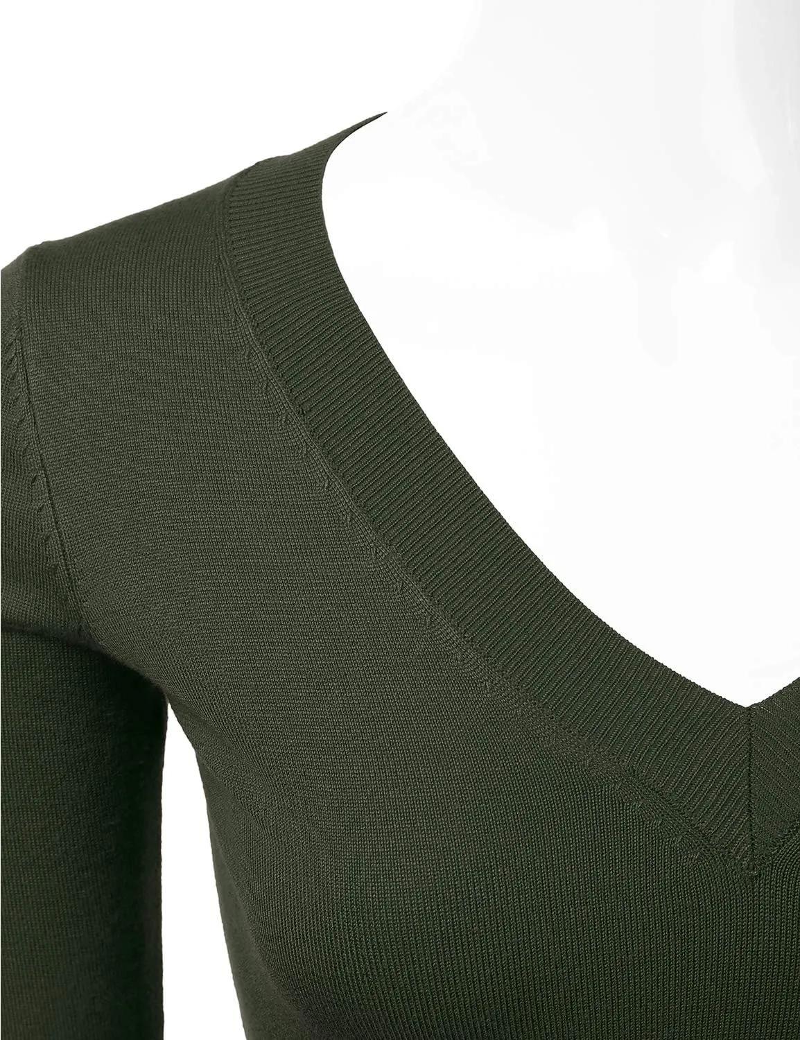 JJ Perfection Simple V-Neck Long Sleeve Pullover Essential Casual Soft Knit Fitted Sweaters for Womens Clothes with Plus Size