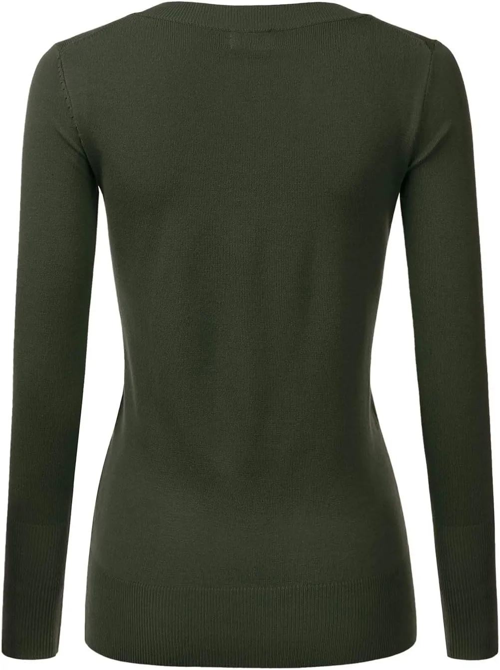 JJ Perfection Simple V-Neck Long Sleeve Pullover Essential Casual Soft Knit Fitted Sweaters for Womens Clothes with Plus Size