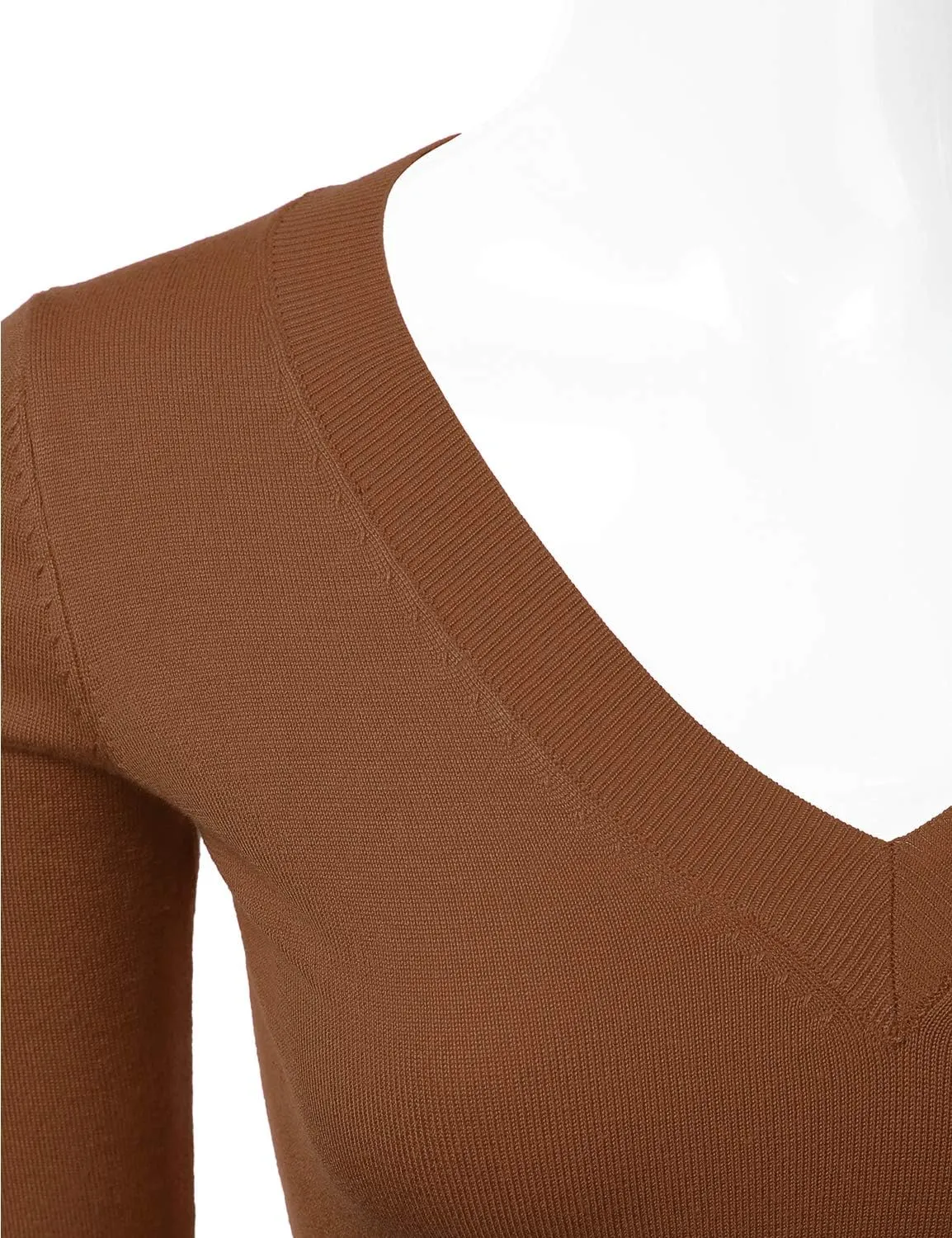 JJ Perfection Simple V-Neck Long Sleeve Pullover Essential Casual Soft Knit Fitted Sweaters for Womens Clothes with Plus Size