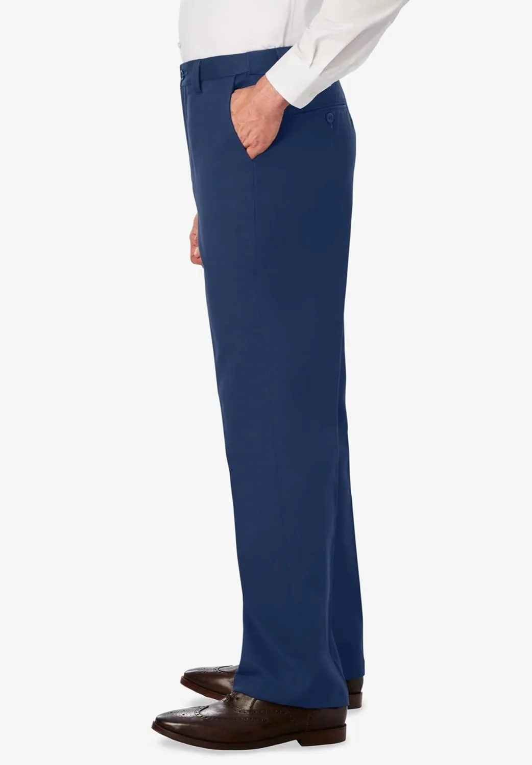 KingSize Men's Big & Tall Relaxed Fit Wrinkle-Free Expandable Waist Plain Front Pants