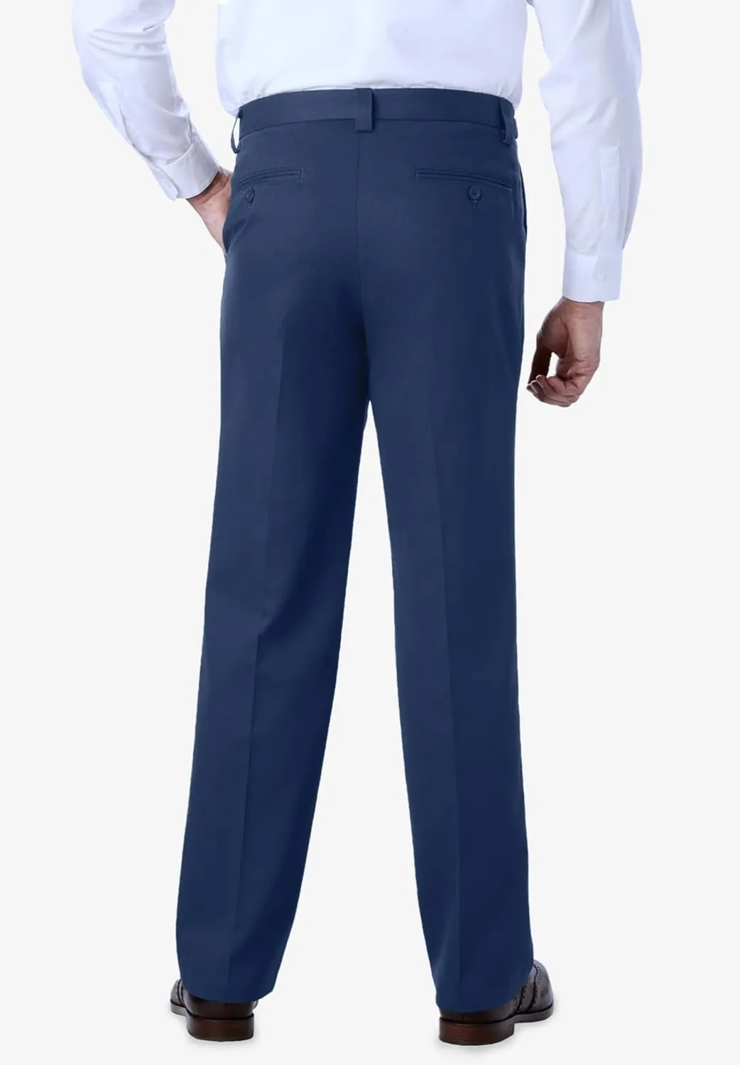 KingSize Men's Big & Tall Relaxed Fit Wrinkle-Free Expandable Waist Plain Front Pants