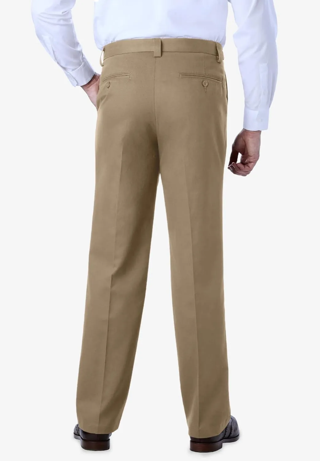 KingSize Men's Big & Tall Relaxed Fit Wrinkle-Free Expandable Waist Plain Front Pants