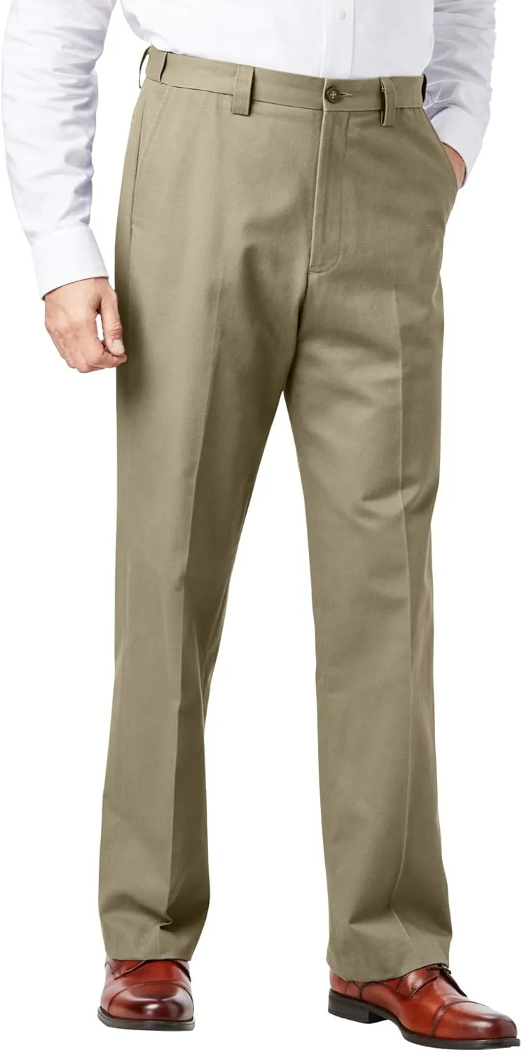 KingSize Men's Big & Tall Relaxed Fit Wrinkle-Free Expandable Waist Plain Front Pants