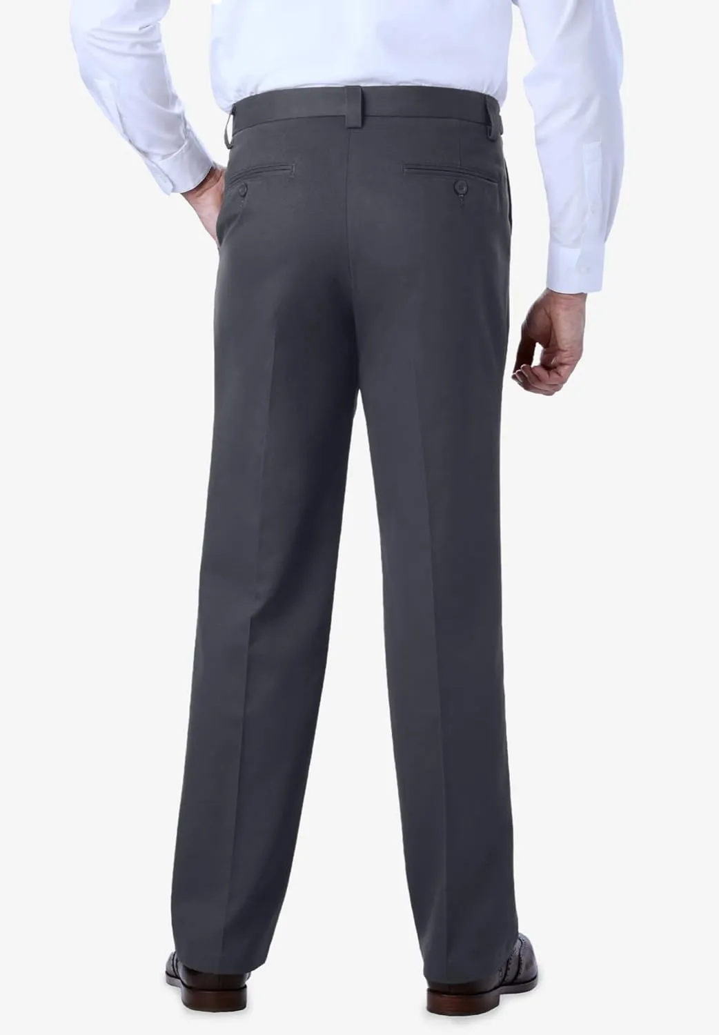 KingSize Men's Big & Tall Relaxed Fit Wrinkle-Free Expandable Waist Plain Front Pants