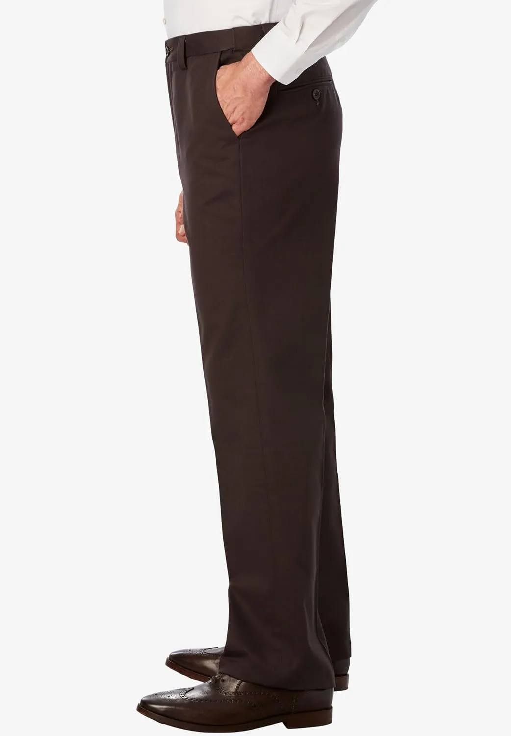 KingSize Men's Big & Tall Relaxed Fit Wrinkle-Free Expandable Waist Plain Front Pants