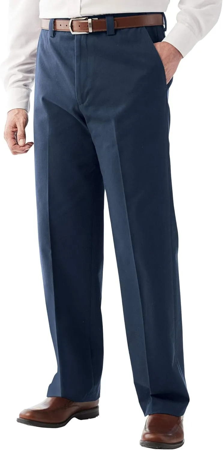 KingSize Men's Big & Tall Relaxed Fit Wrinkle-Free Expandable Waist Plain Front Pants