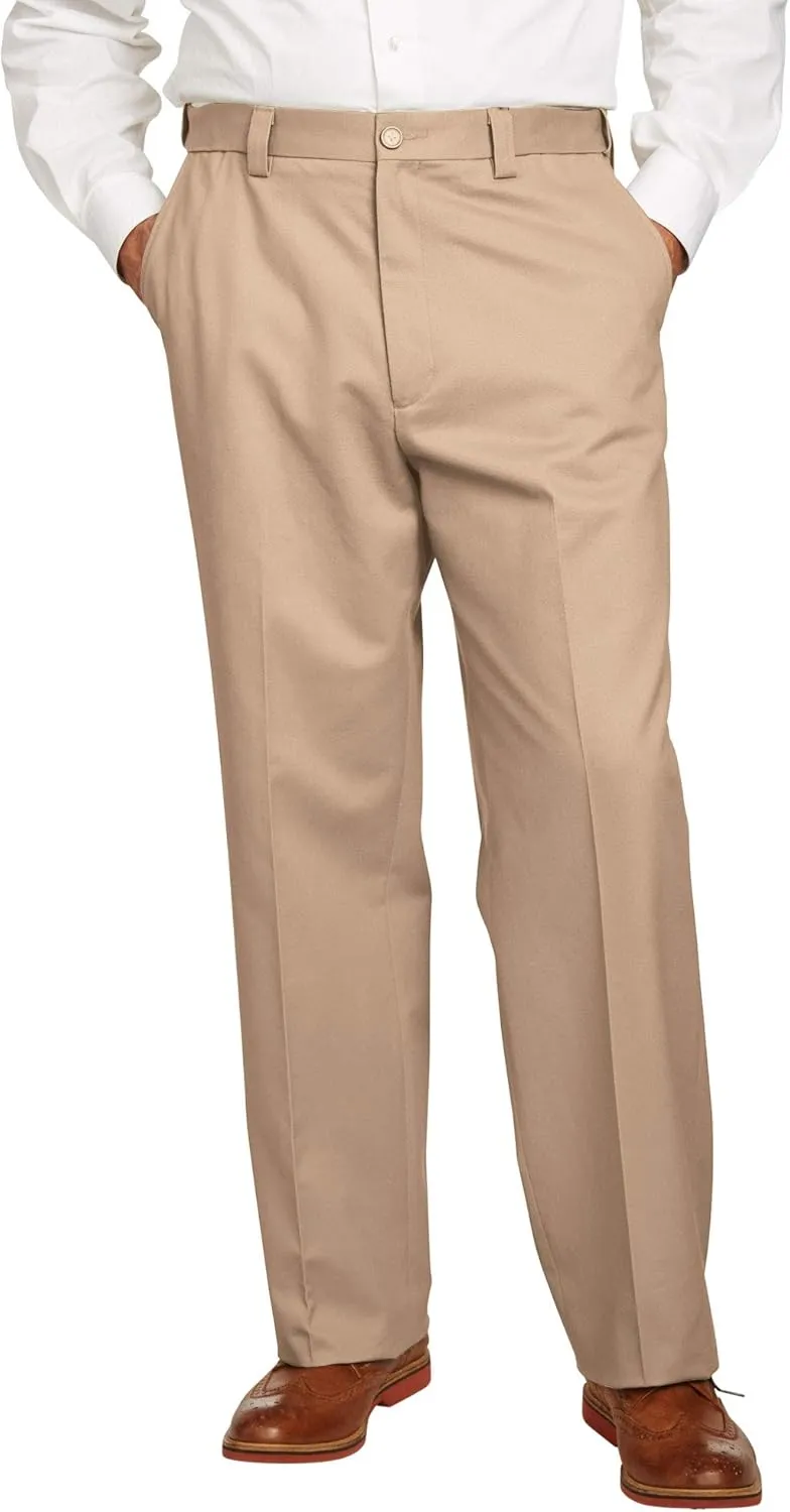 KingSize Men's Big & Tall Relaxed Fit Wrinkle-Free Expandable Waist Plain Front Pants