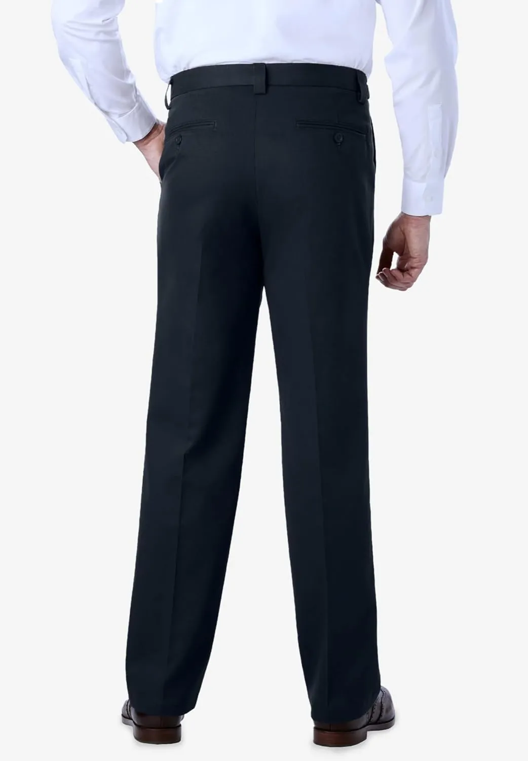 KingSize Men's Big & Tall Relaxed Fit Wrinkle-Free Expandable Waist Plain Front Pants