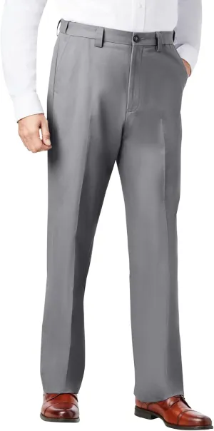 KingSize Men's Big & Tall Relaxed Fit Wrinkle-Free Expandable Waist Plain Front Pants