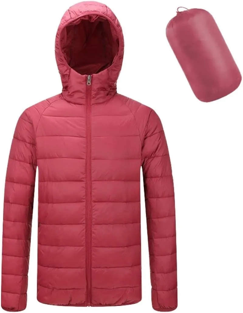 Kinkia Men's Lightweight Puffer Jacket Ultra Soft Warm Waterproof Quilted Hooded Outwear Coat