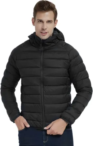 Kinkia Men's Lightweight Puffer Jacket Ultra Soft Warm Waterproof Quilted Hooded Outwear Coat