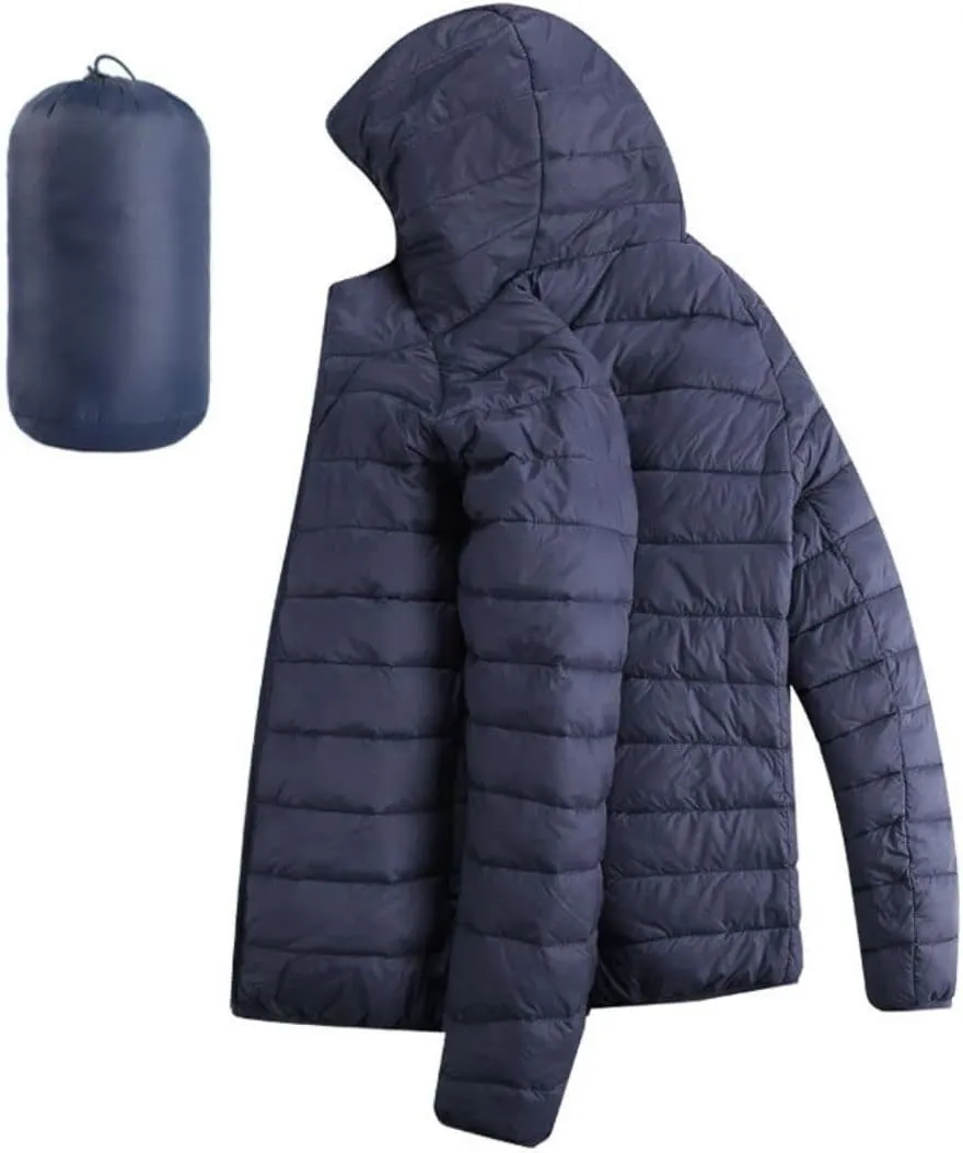 Kinkia Men's Lightweight Puffer Jacket Ultra Soft Warm Waterproof Quilted Hooded Outwear Coat