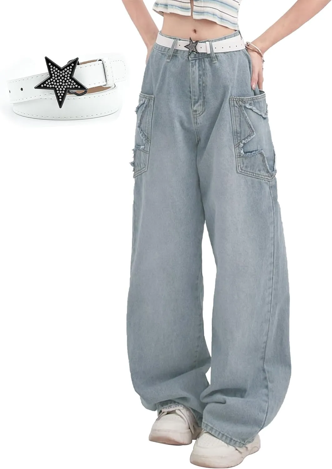 Kisswow Star Jeans Cyber Y2k Cargo Pants Women Star Pants Cute Jeans for Teens