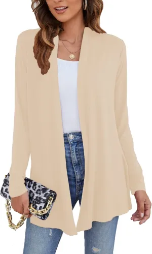 Ladlop Women's Lightweight Open Front Cardigans Long Sleeve Casual Soft Drape Fall Cardigan