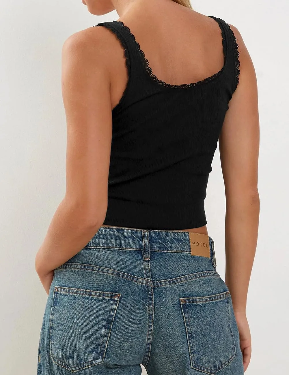 Lancifolium Trending Y2K Tank Tops Women Square Neck Cute Bow Lace Trim Knitted Crop Tops Shirts 2024 New