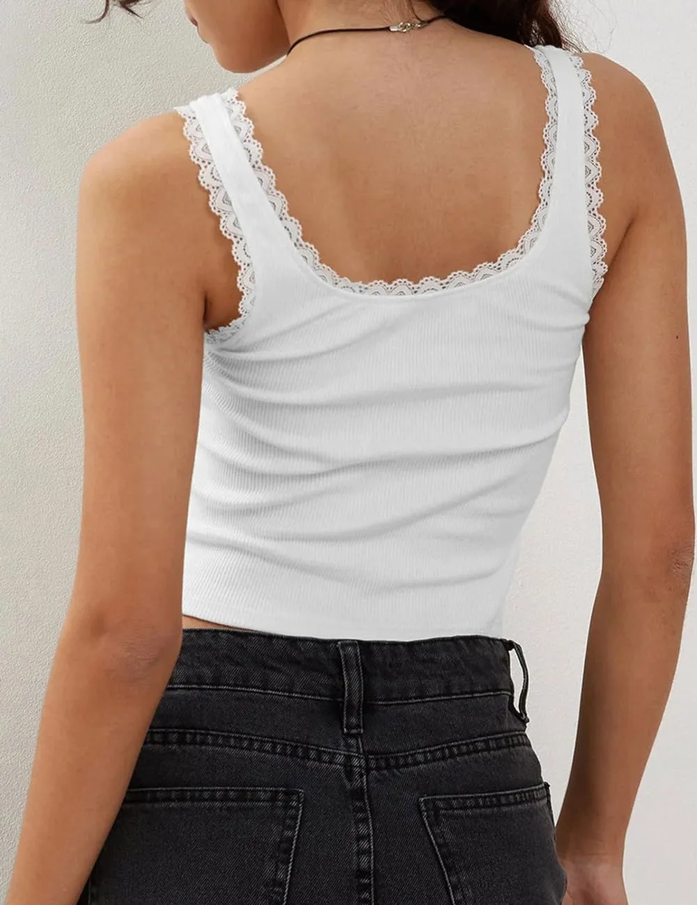 Lancifolium Trending Y2K Tank Tops Women Square Neck Cute Bow Lace Trim Knitted Crop Tops Shirts 2024 New