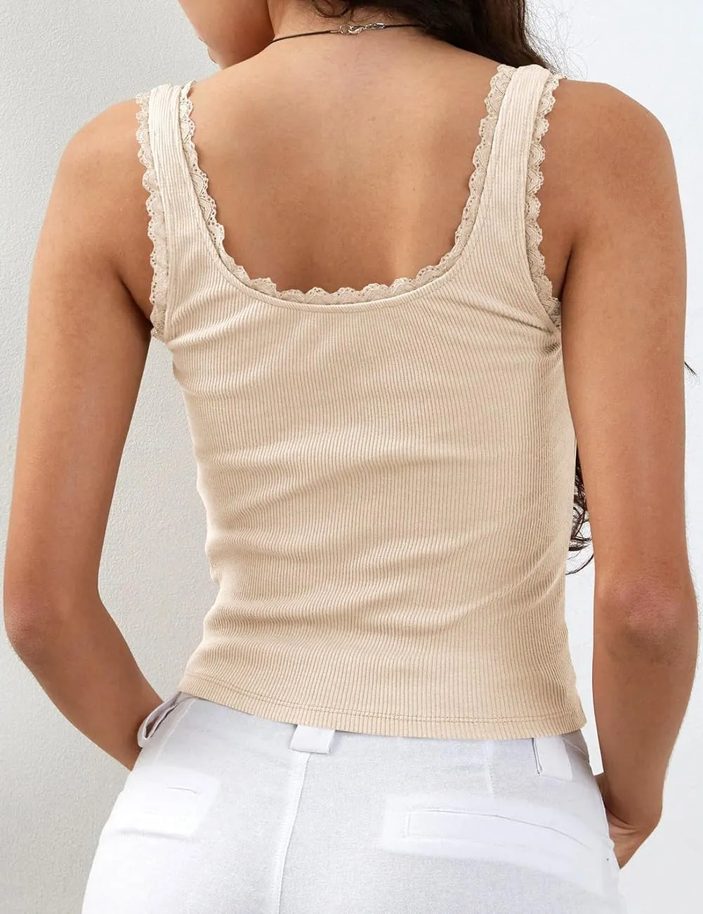 Lancifolium Trending Y2K Tank Tops Women Square Neck Cute Bow Lace Trim Knitted Crop Tops Shirts 2024 New