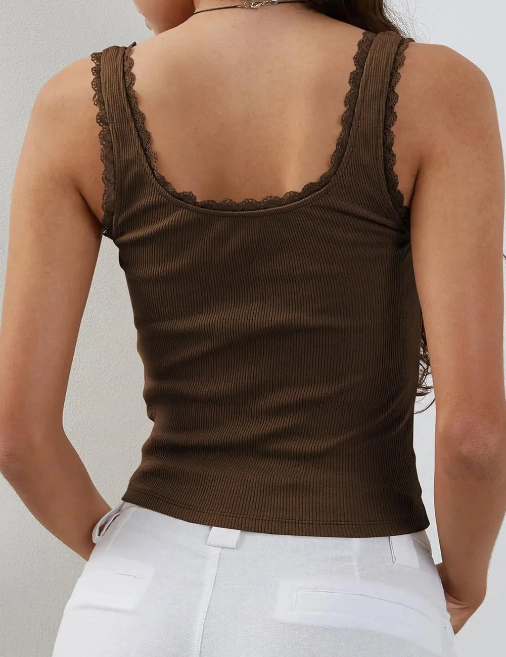 Lancifolium Trending Y2K Tank Tops Women Square Neck Cute Bow Lace Trim Knitted Crop Tops Shirts 2024 New