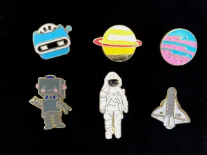 Lapel Pin 6 Piece Set  Retro Space Odyssey  By Alt finery