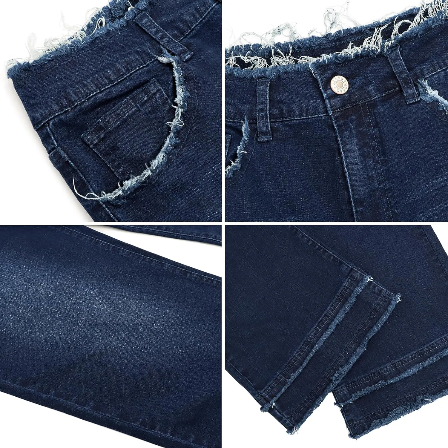 LONGYIDA Straight Wide Leg Jeans for Women Stretch High Waisted Baggy Jeans Casual Boyfriend Trendy Denim Pants 2025