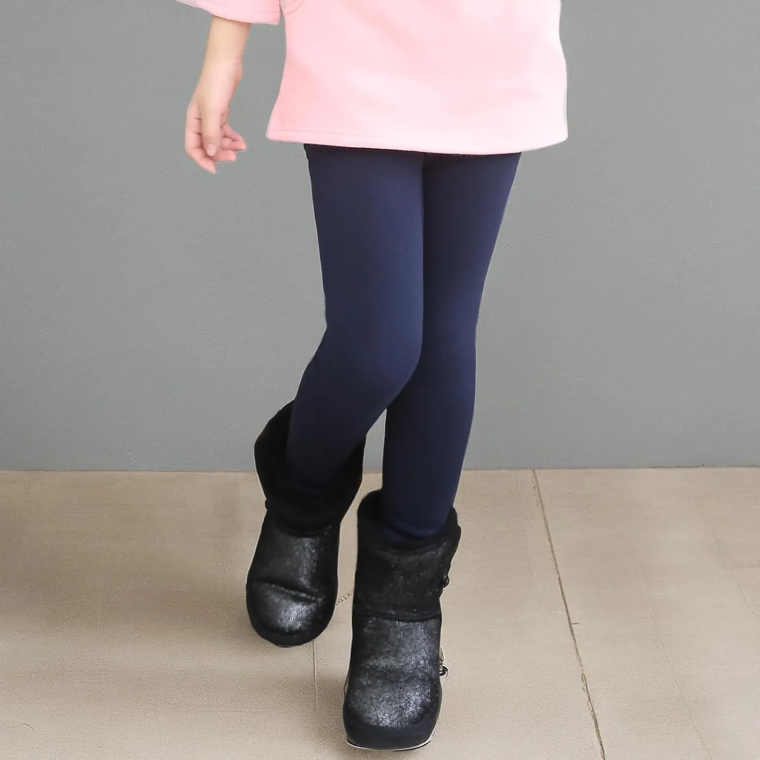 Looching Baby Toddler Girls Winter Fleece Lined Leggings Warm Full Length Pants Basic Cotton Thick Tights 1 Pack