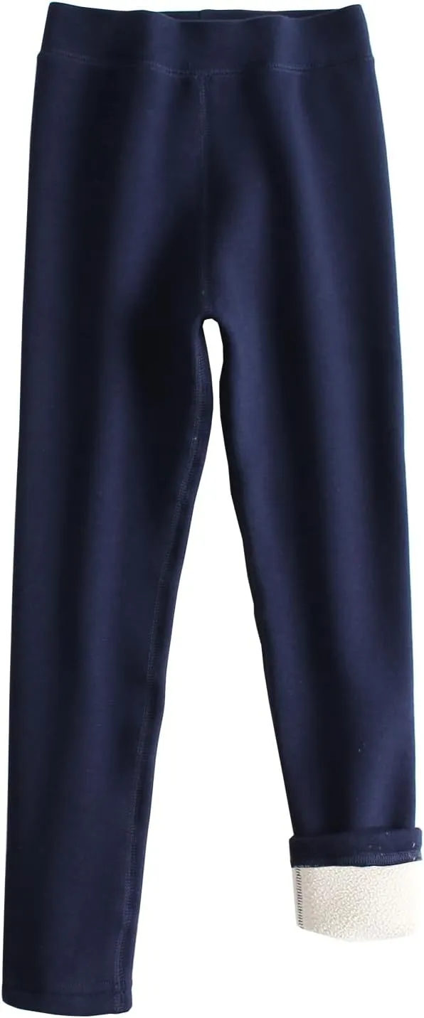Looching Baby Toddler Girls Winter Fleece Lined Leggings Warm Full Length Pants Basic Cotton Thick Tights 1 Pack