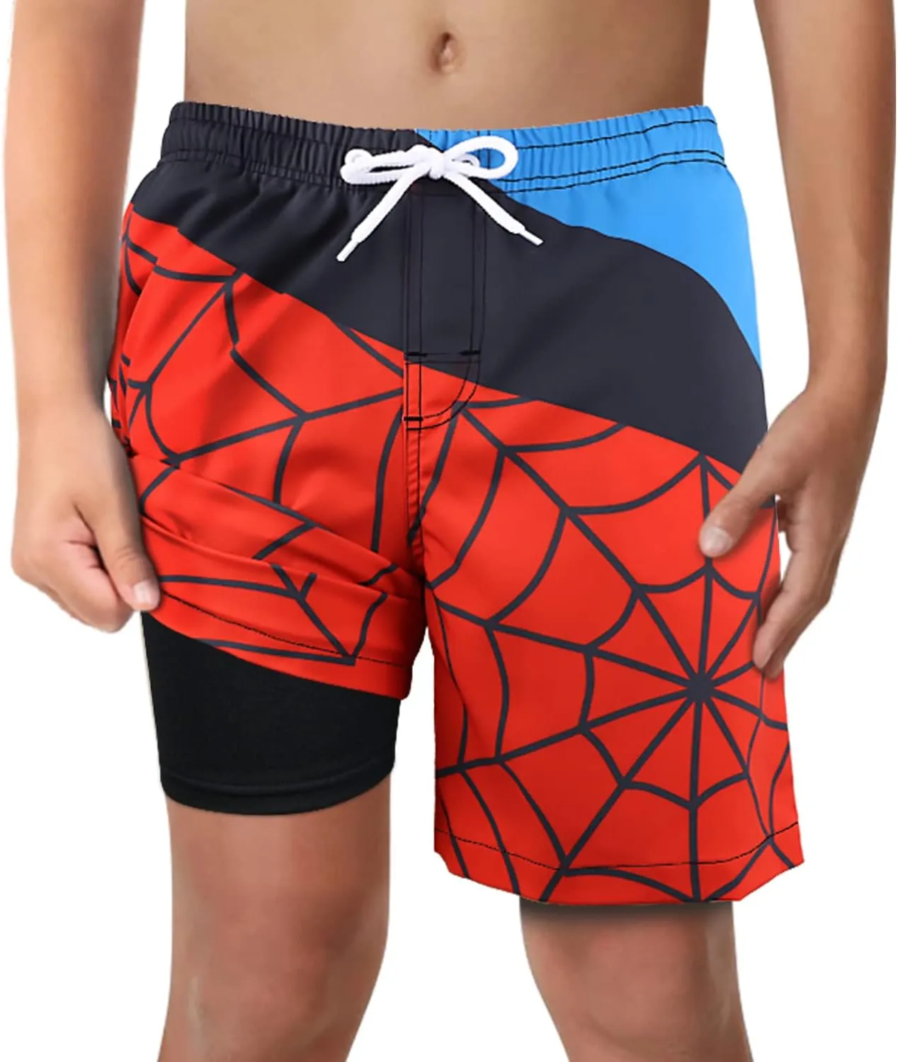 LUCOWEE Boys Swim Trunks with Compression Liner Comfortable Anti-Chafe Swimming Shorts Stretchy UPF Quick Dry Size 3T-20