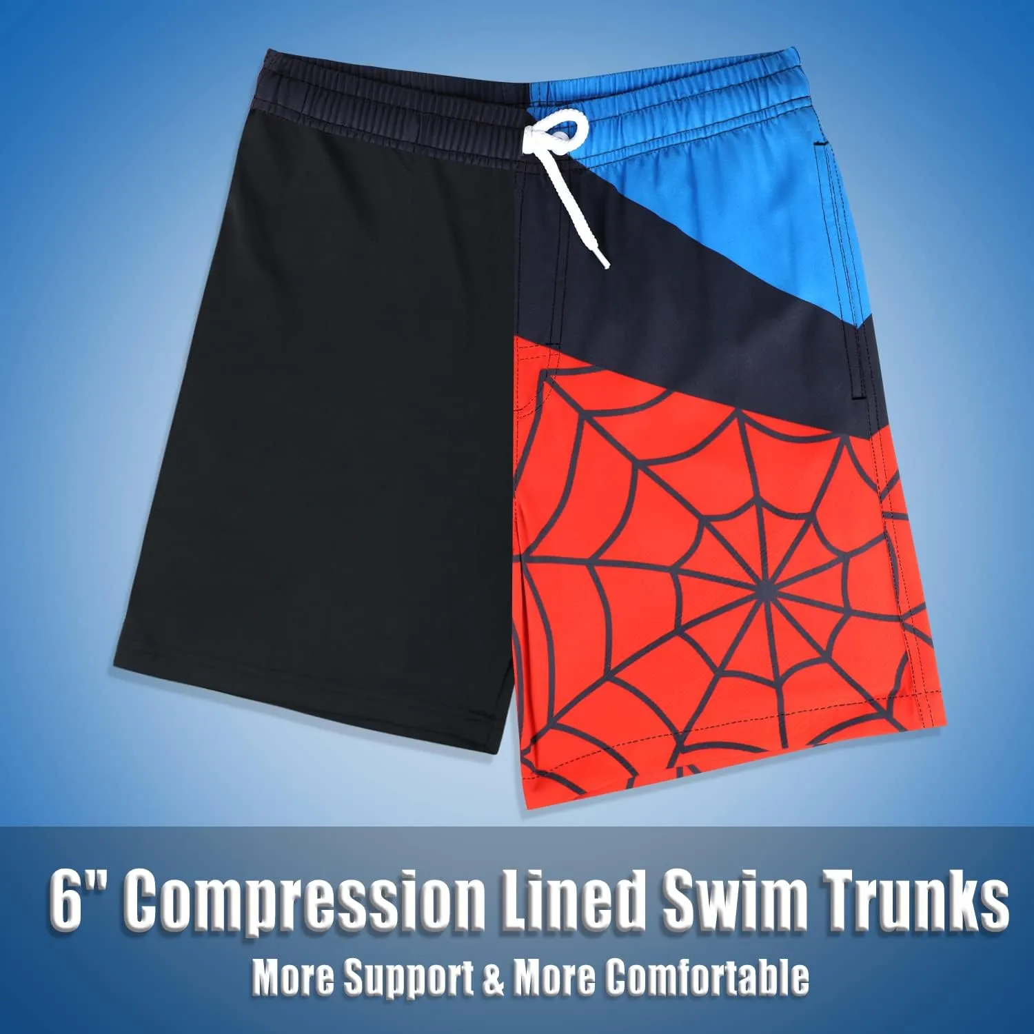 LUCOWEE Boys Swim Trunks with Compression Liner Comfortable Anti-Chafe Swimming Shorts Stretchy UPF Quick Dry Size 3T-20