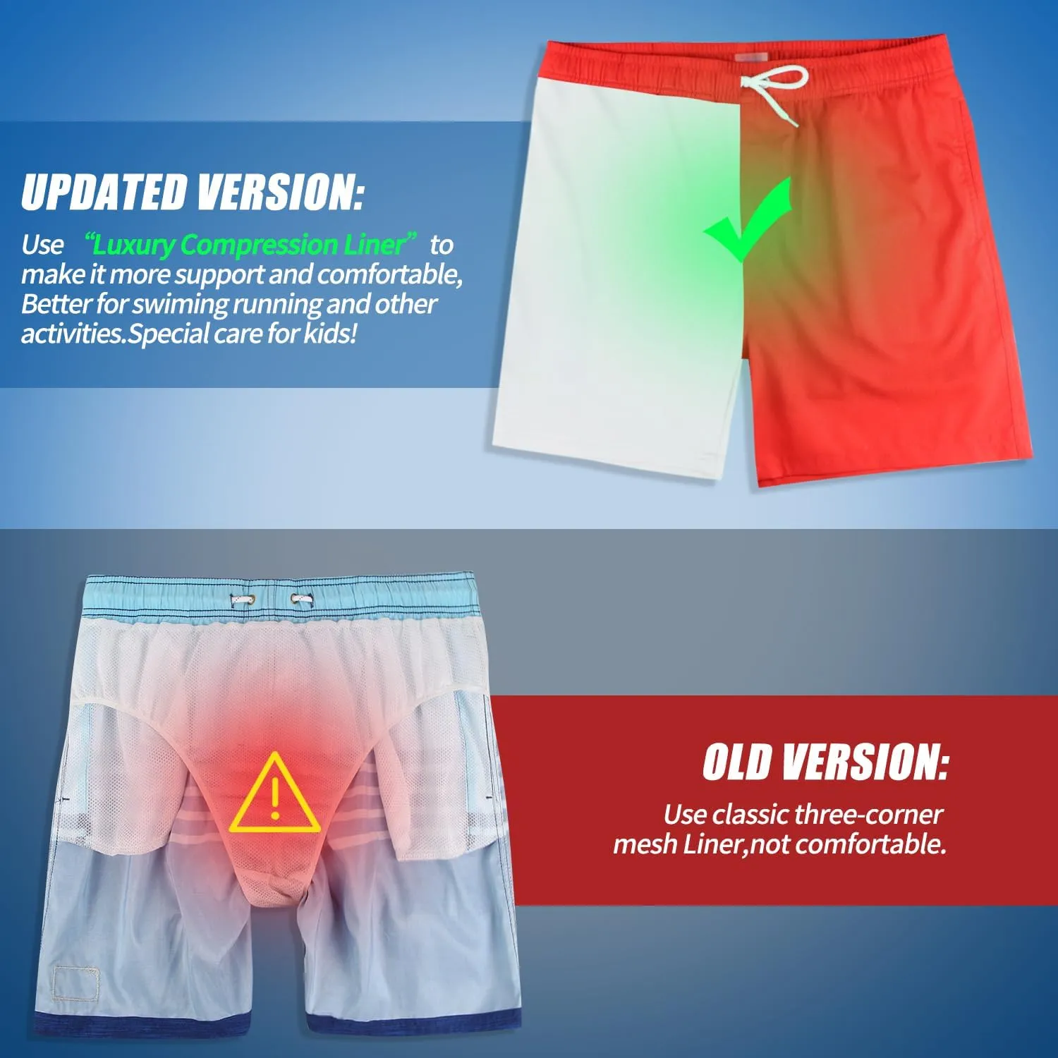 LUCOWEE Boys Swim Trunks with Compression Liner Comfortable Anti-Chafe Swimming Shorts Stretchy UPF Quick Dry Size 3T-20