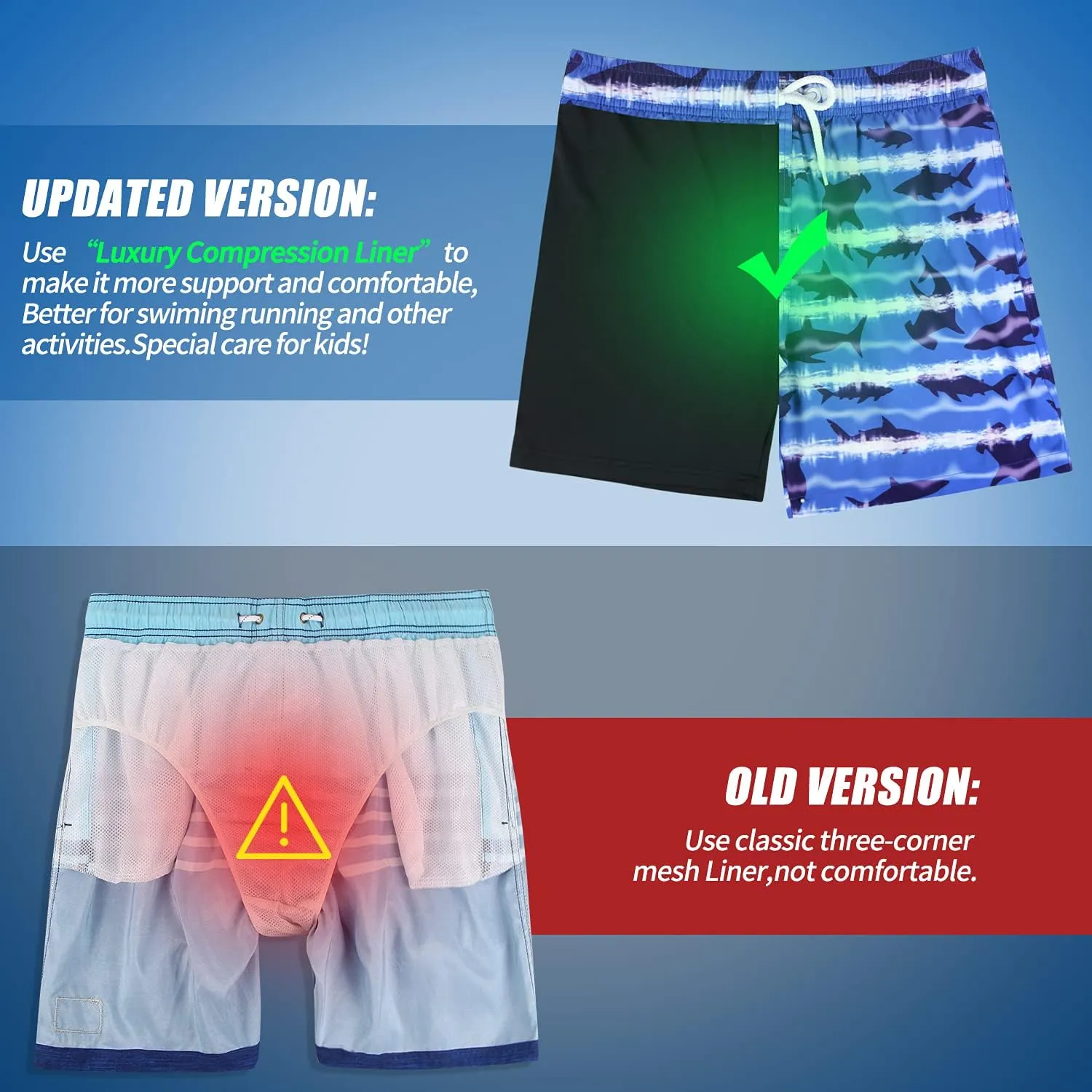 LUCOWEE Boys Swim Trunks with Compression Liner Comfortable Anti-Chafe Swimming Shorts Stretchy UPF Quick Dry Size 3T-20