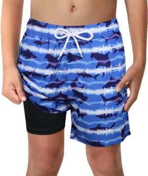 LUCOWEE Boys Swim Trunks with Compression Liner Comfortable Anti-Chafe Swimming Shorts Stretchy UPF Quick Dry Size 3T-20