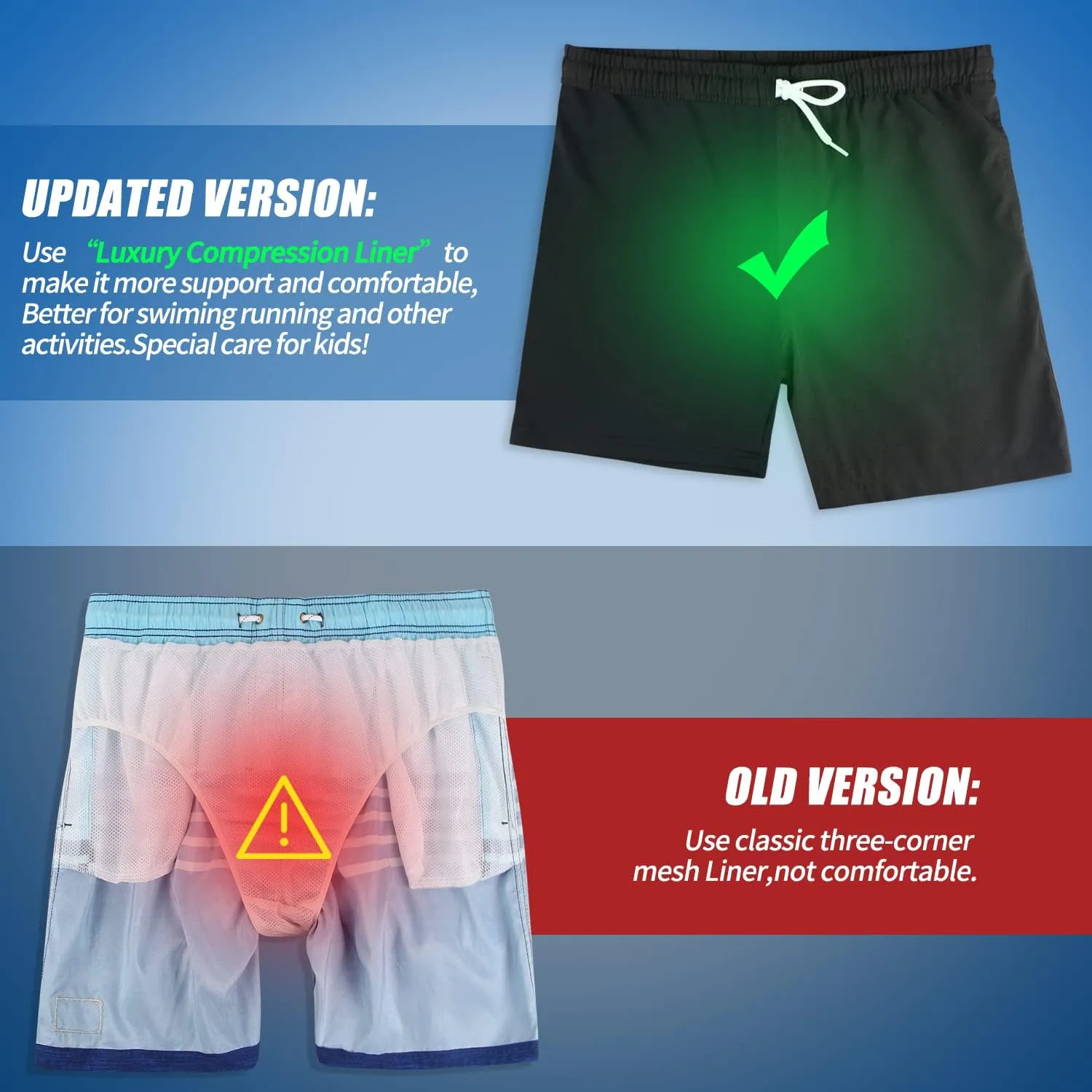 LUCOWEE Boys Swim Trunks with Compression Liner Comfortable Anti-Chafe Swimming Shorts Stretchy UPF Quick Dry Size 3T-20