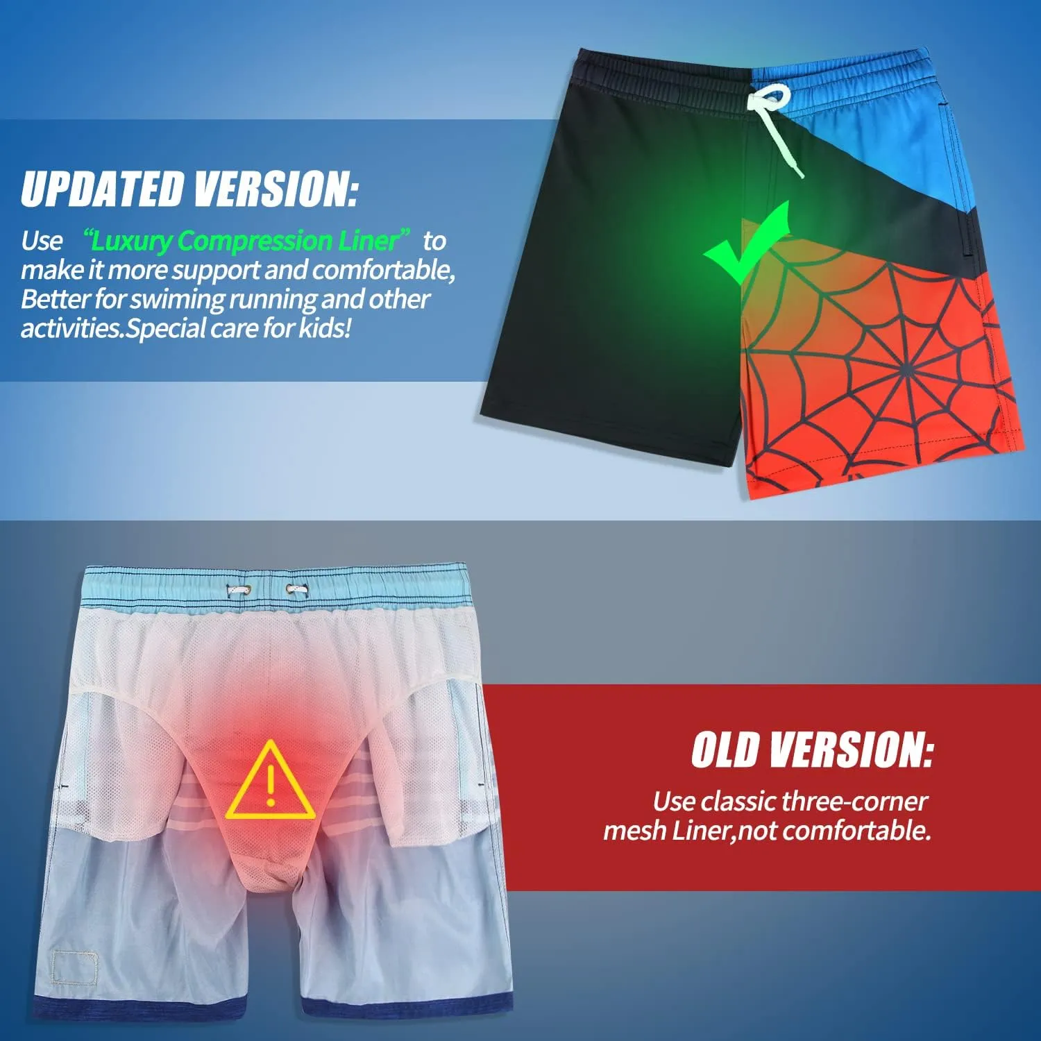 LUCOWEE Boys Swim Trunks with Compression Liner Comfortable Anti-Chafe Swimming Shorts Stretchy UPF Quick Dry Size 3T-20