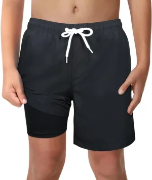 LUCOWEE Boys Swim Trunks with Compression Liner Comfortable Anti-Chafe Swimming Shorts Stretchy UPF Quick Dry Size 3T-20